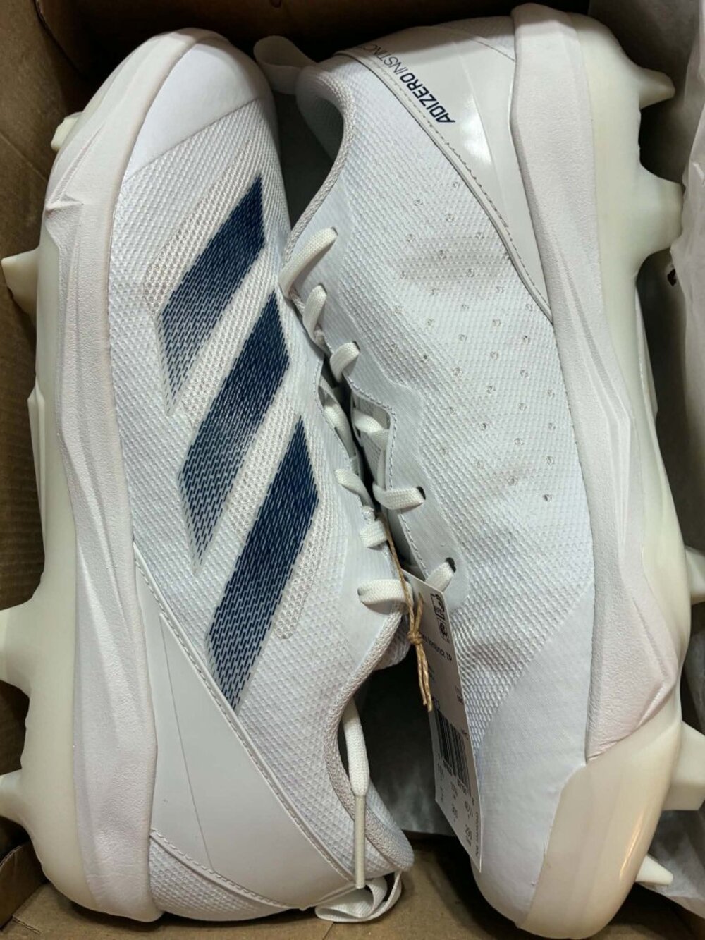 Adidas Women's 13 Adizero Instinct TPU Softball Cleats IH3473 White/Navy Blue